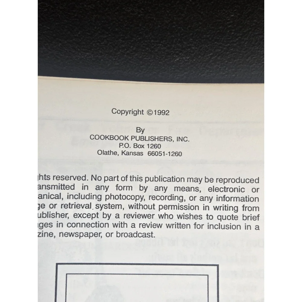 Deer Creek Volunteer Fire Department Cookbook Warsaw Missouri 1992